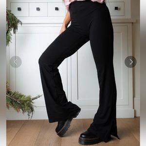 NWOT- Simple Addiction Black Cross Waist Flare Leggings